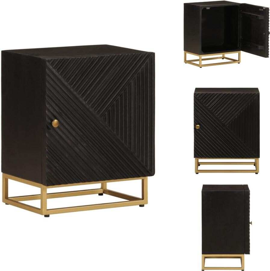 VidaXL Nachtkastje Nachtkastjes Bijzettafel Wandkastje Nachtkastje 40x30x50 cm massief mangohout en ijzer zwart