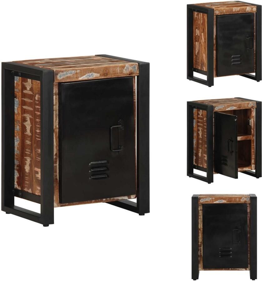 VidaXL Nachtkastje Nachtkastjes Bijzettafel Wandkastje Nachtkastje 40x30x51 cm massief gerecycled hout meerkleurig