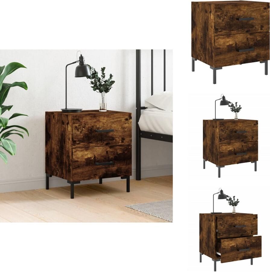 VidaXL Nachtkastje Nachtkastjes Bijzettafel Wandkastje Nachtkastje 40x35x47 5 cm bewerkt hout gerookt eikenkleurig