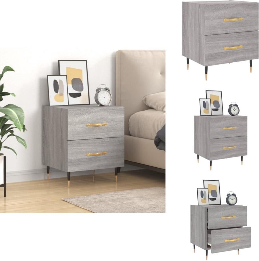 VidaXL Nachtkastje Nachtkastjes Bijzettafel Wandkastje Nachtkastje 40x35x47-5 cm bewerkt hout grijs sonoma eikenkleur