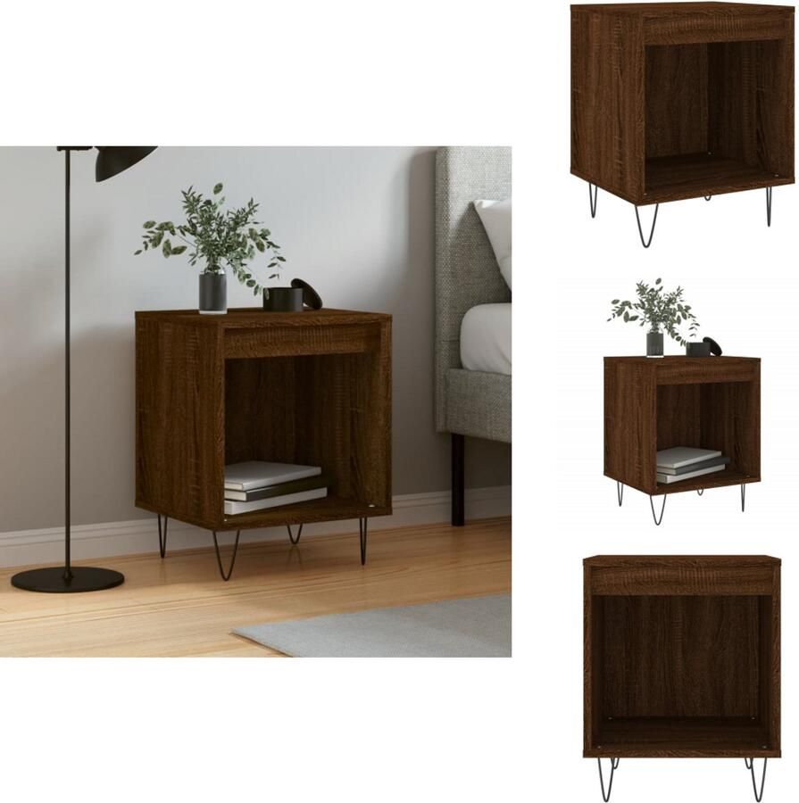 The Living Store Nachtkastje Bruineiken Trendy Meubelen Afmetingen- 40 x 35 x 50 cm Duurzaam materiaal Nachtkastje Kastje Bruin Eiken Houten Nachtkastje Slaapkamersmeubel - Foto 2