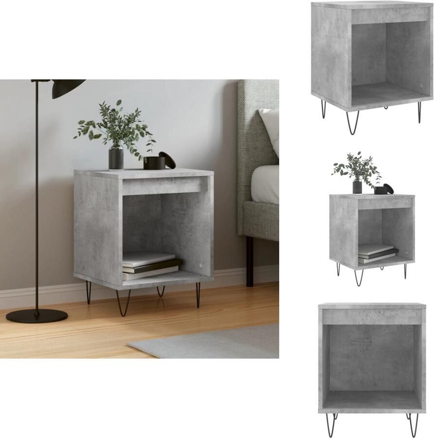 The Living Store Nachtkastjes 2 st 40x35x50 cm bewerkt hout betongrijs Nachtkastje Nachtkastjes Betongrijs Houten Nachtkastje Stapelbare Nachtkastjes - Foto 6