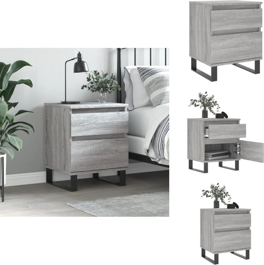 VidaXL -Nachtkastje-40x35x50-cm-bewerkt-hout-grijs-sonoma-eikenkleurig - Foto 5