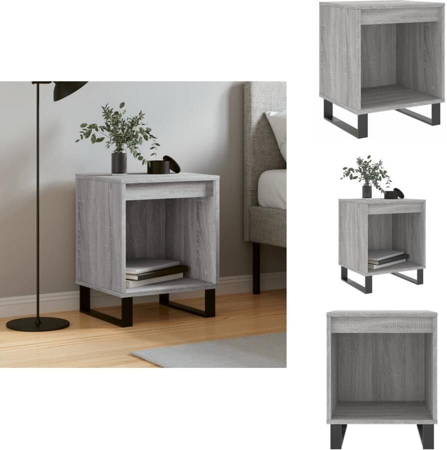 VidaXL Nachtkastje Nachtkastjes Bijzettafel Wandkastje Nachtkastje 40x35x50 cm bewerkt hout grijs sonoma eikenkleurig - Foto 2