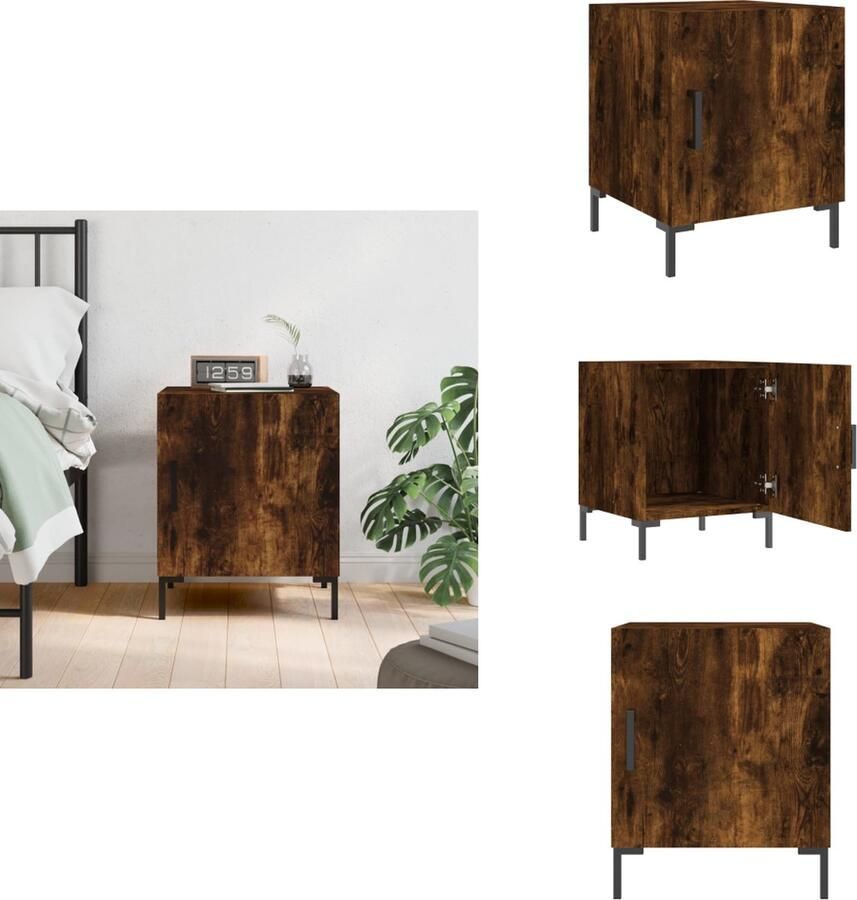 VidaXL Nachtkastje Nachtkastjes Bijzettafel Wandkastje Nachtkastje 40x40x50 cm bewerkt hout gerookt eikenkleurig - Foto 2