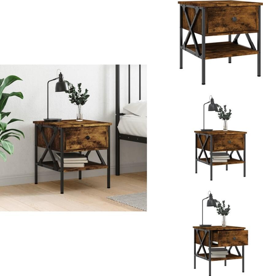 VidaXL Nachtkastje Nachtkastjes Bijzettafel Wandkastje Nachtkastje 40x42x45 cm bewerkt hout gerookt eikenkleurig