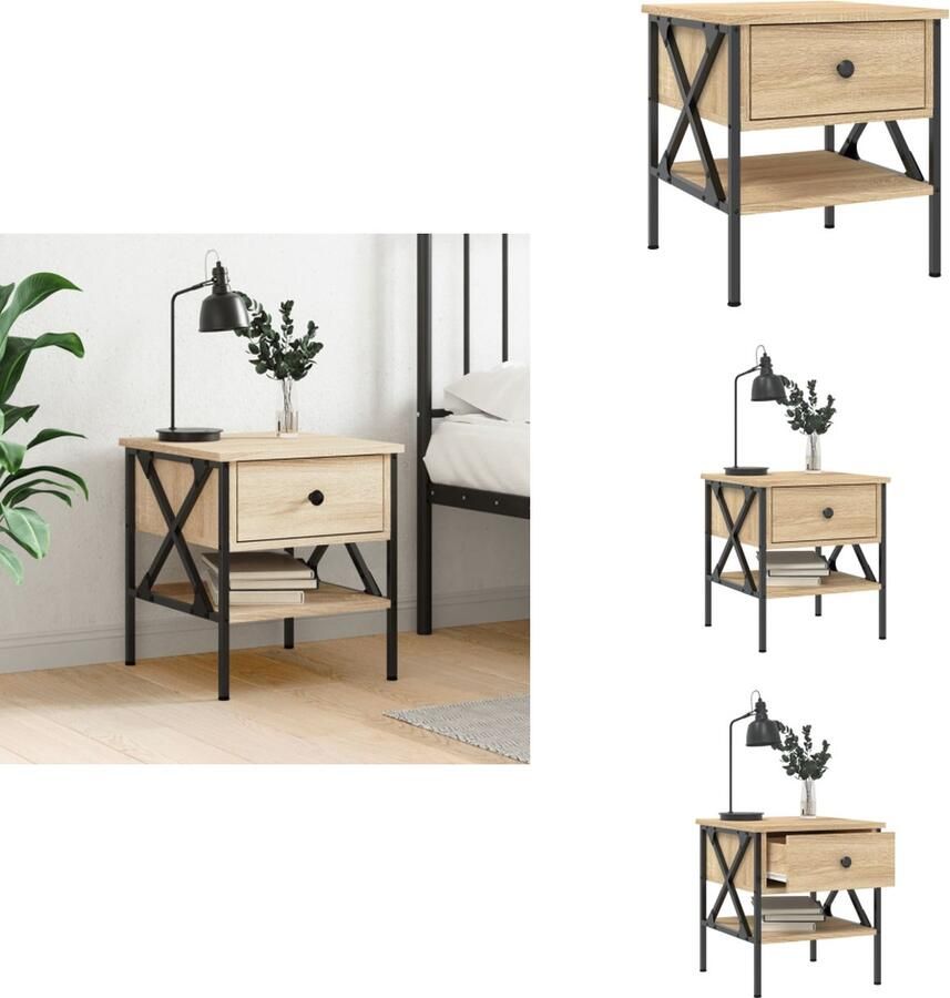 VidaXL Nachtkastje Nachtkastjes Bijzettafel Wandkastje Nachtkastje 40x42x45 cm bewerkt hout sonoma eikenkleurig