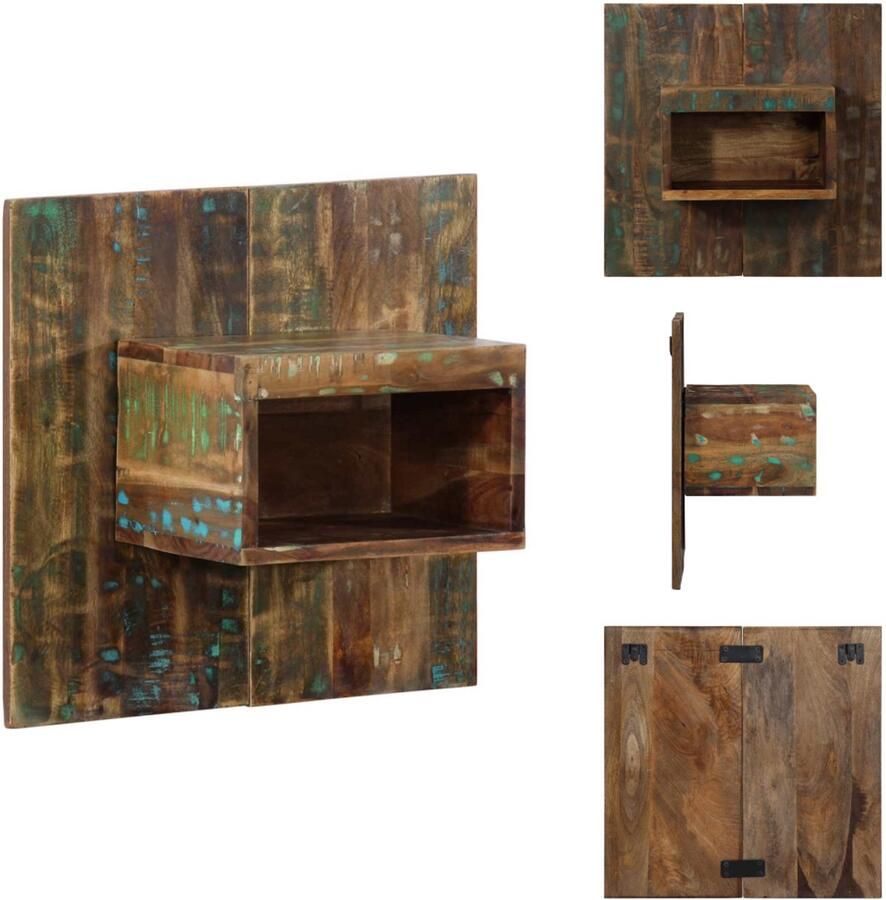 VidaXL Nachtkastje Nachtkastjes Bijzettafel Wandkastje Nachtkastje 50x27x50 cm massief gerecycled hout meerkleurig