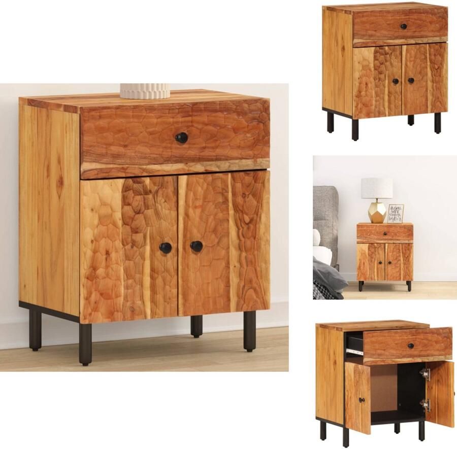 VidaXL Nachtkastje Nachtkastjes Bijzettafel Wandkastje Nachtkastje 50x33x60 cm massief acaciahout