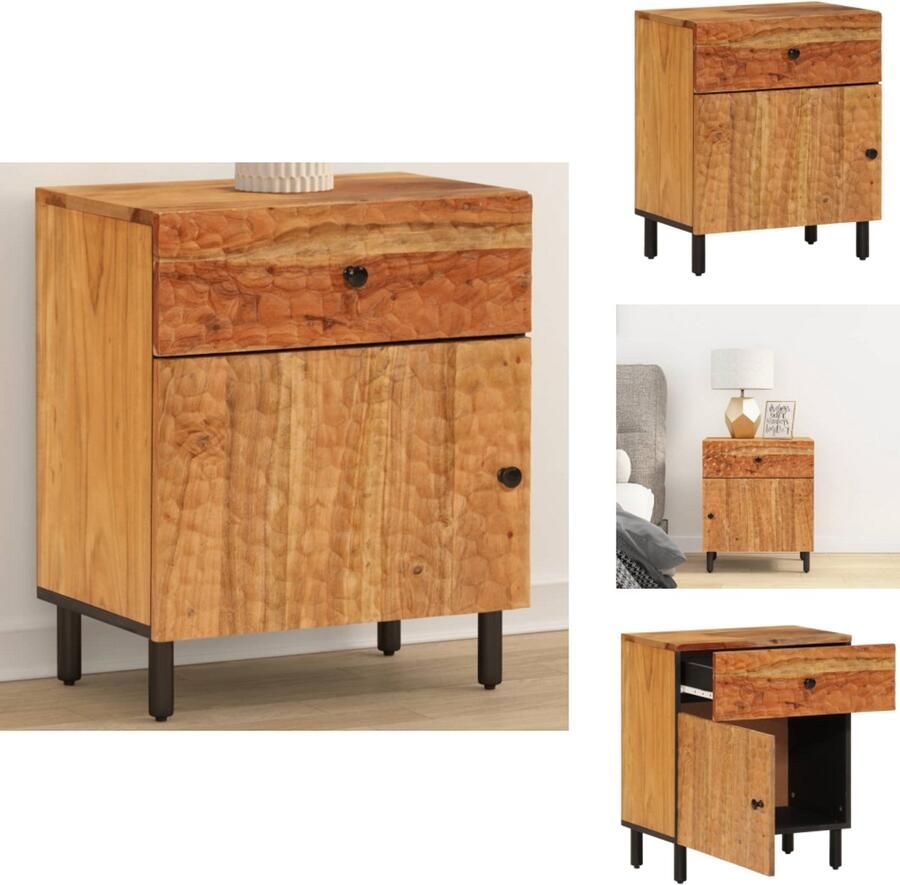 VidaXL Nachtkastje Nachtkastjes Bijzettafel Wandkastje Nachtkastje 50x33x60 cm massief acaciahout