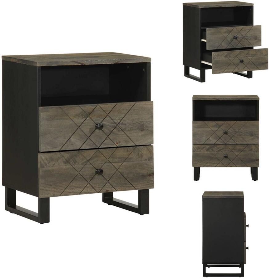 VidaXL Nachtkastje Nachtkastjes Bijzettafel Wandkastje Nachtkastje 50x33x62 cm massief mangohout zwart