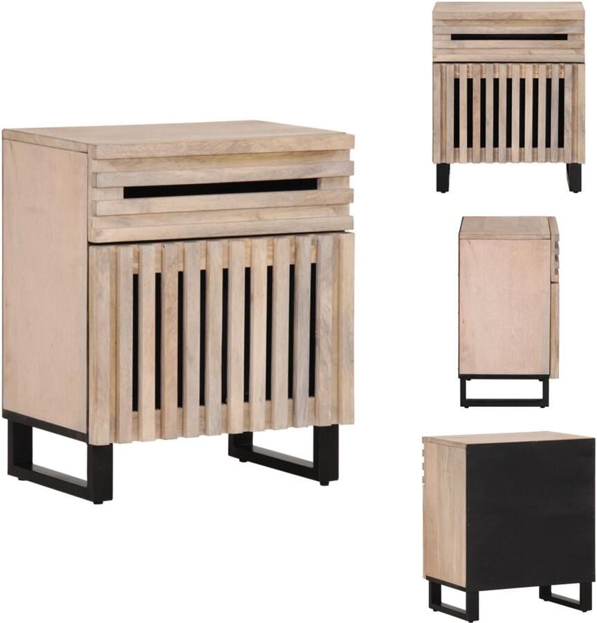 VidaXL Nachtkastje Nachtkastjes Bijzettafel Wandkastje Nachtkastje 50x34x60 cm massief mangohout wit