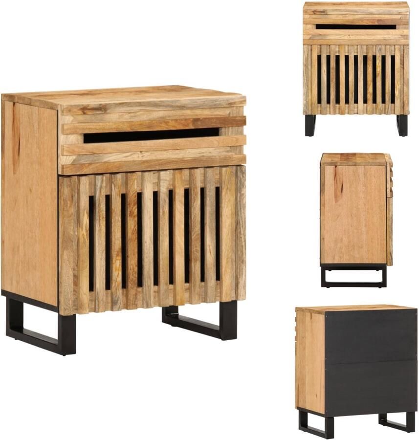 VidaXL Nachtkastje Nachtkastjes Bijzettafel Wandkastje Nachtkastje 50x34x60 cm massief ruw mangohout