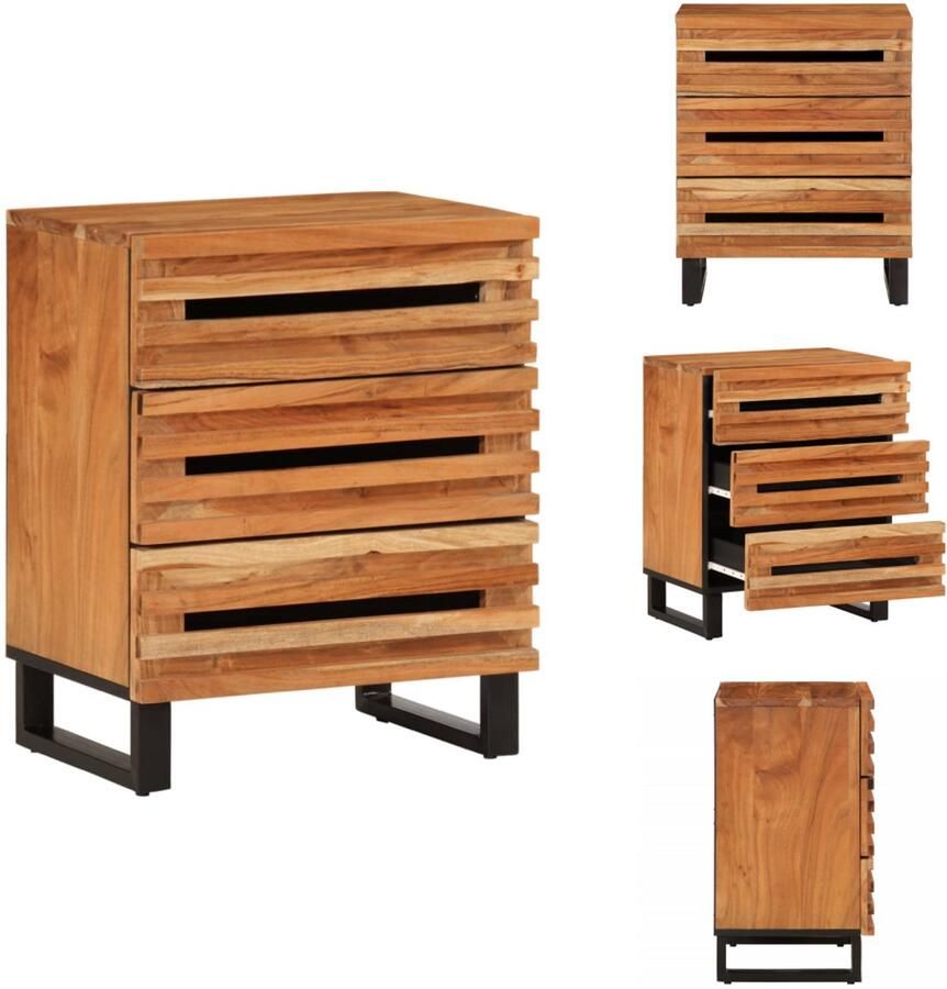 VidaXL Nachtkastje Nachtkastjes Bijzettafel Wandkastje Nachtkastje 50x34x62 cm massief acaciahout - Foto 2