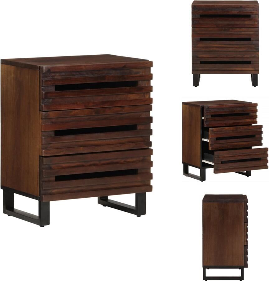 VidaXL Nachtkastje Nachtkastjes Bijzettafel Wandkastje Nachtkastje 50x34x62 cm massief mangohout bruin