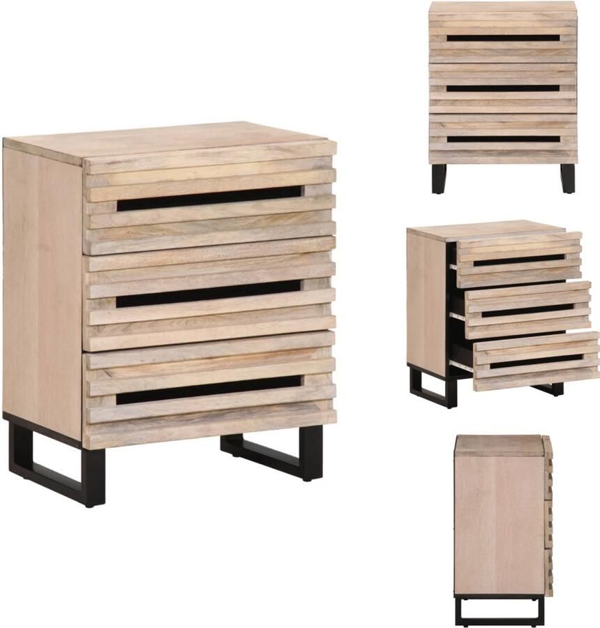 VidaXL Nachtkastje Nachtkastjes Bijzettafel Wandkastje Nachtkastje 50x34x62 cm massief mangohout
