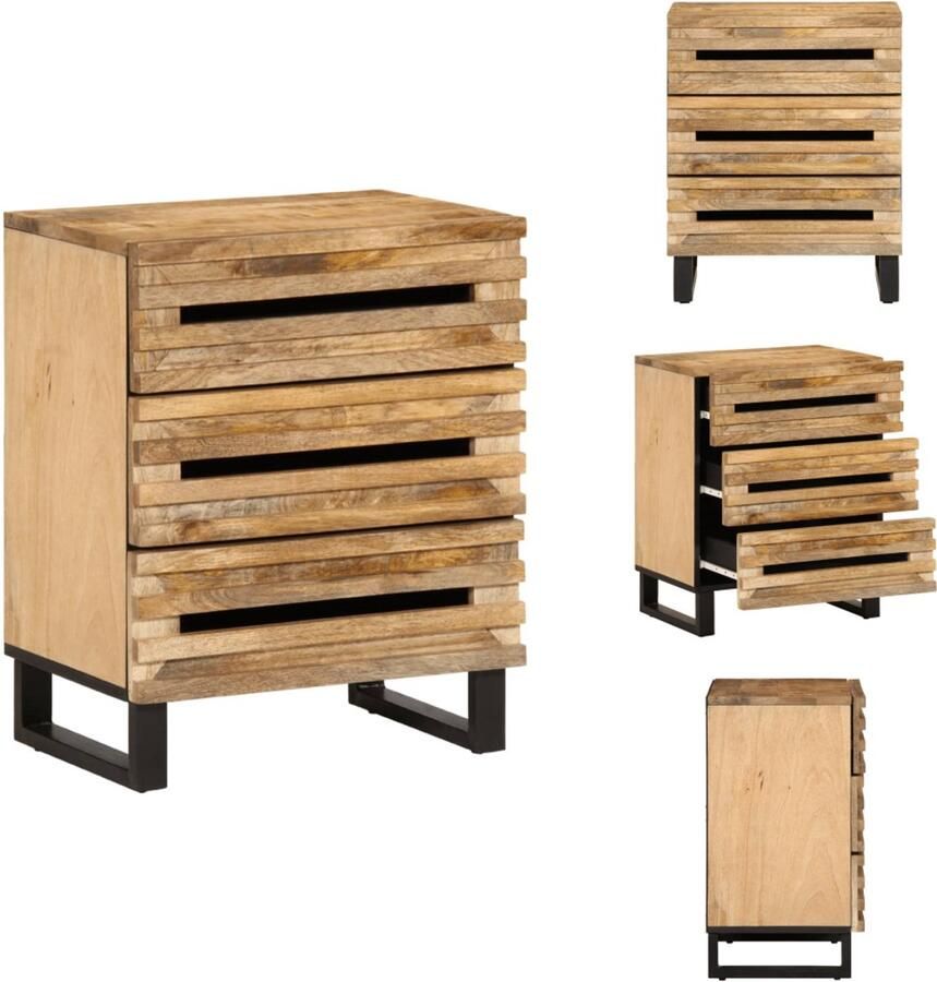 VidaXL Nachtkastje Nachtkastjes Bijzettafel Wandkastje Nachtkastje 50x34x62 cm massief ruw mangohout