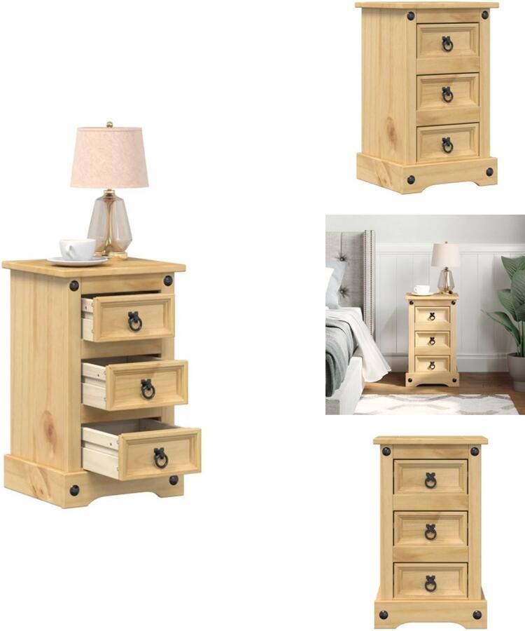 VidaXL Nachtkastje Nachtkastjes Bijzettafel Wandkastje Nachtkastje Corona 35x32 5x58 cm massief grenenhout