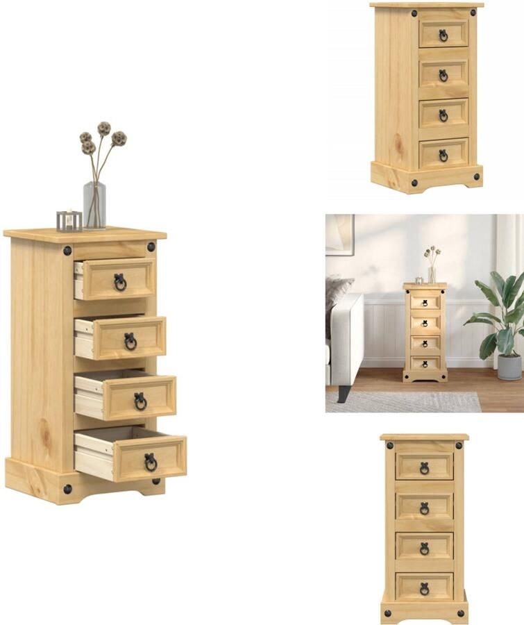 VidaXL Nachtkastje Nachtkastjes Bijzettafel Wandkastje Nachtkastje Corona 35x32 5x74 cm massief grenenhout