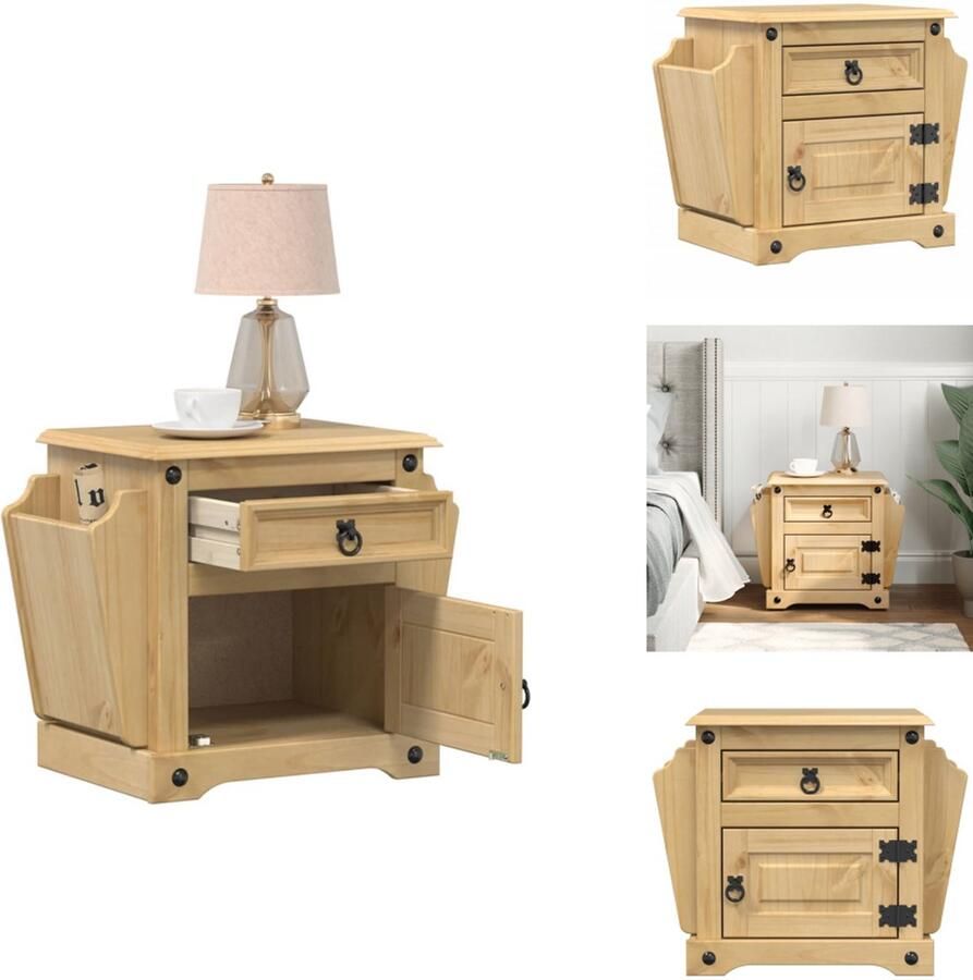 VidaXL Nachtkastje Nachtkastjes Bijzettafel Wandkastje Nachtkastje Corona 45x35x47 5 cm massief grenenhout