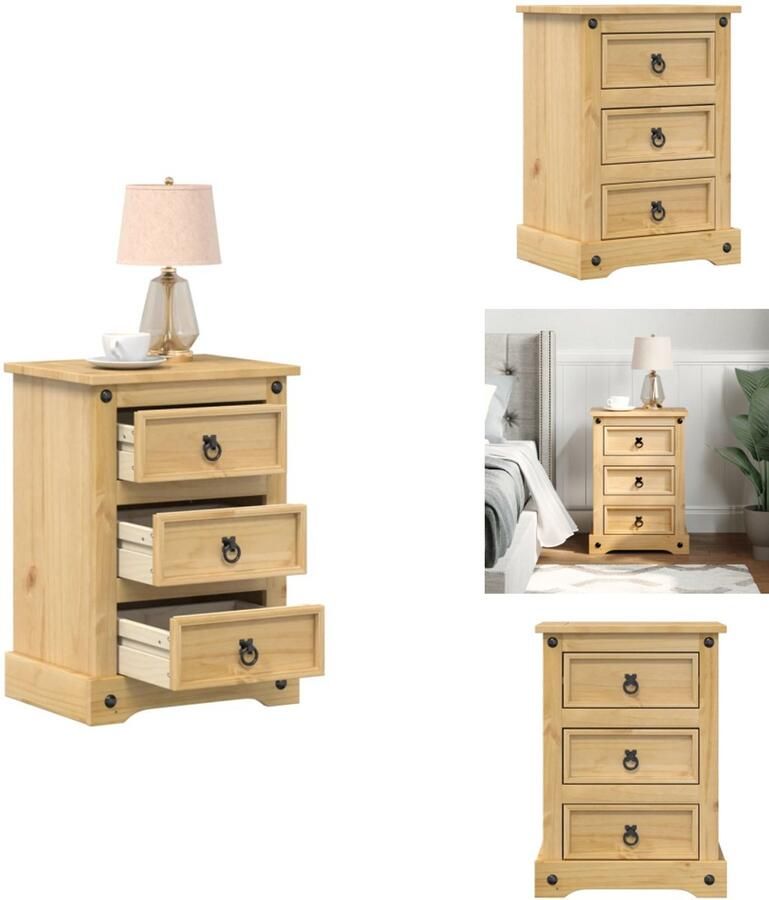 VidaXL Nachtkastje Nachtkastjes Bijzettafel Wandkastje Nachtkastje Corona 45x35x64 cm massief grenenhout