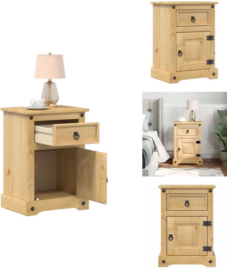 VidaXL Nachtkastje Nachtkastjes Bijzettafel Wandkastje Nachtkastje Corona 45x35x64 cm massief grenenhout