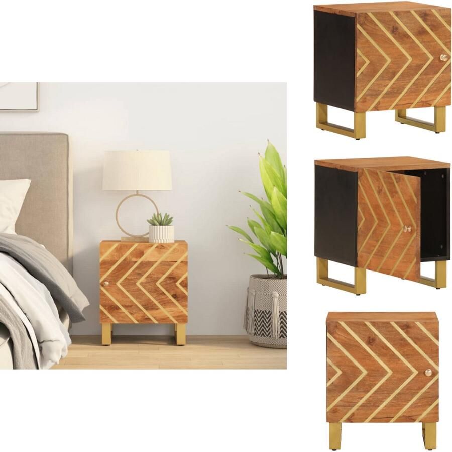 VidaXL Nachtkastje Nachtkastjes Bijzettafel Wandkastje Nachtkastje massief mangohout bruin en zwart