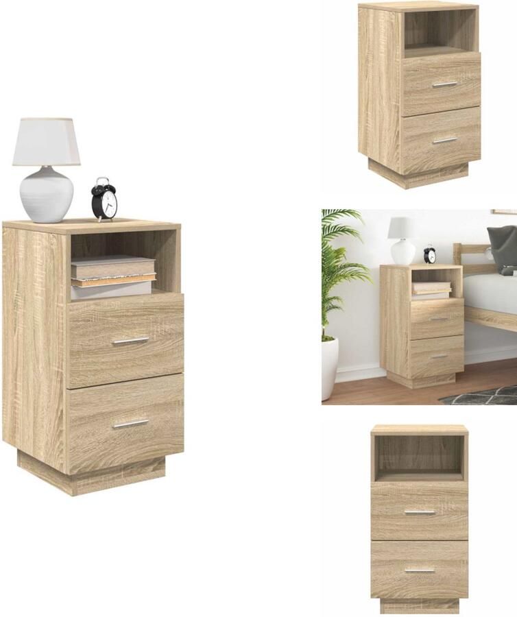 VidaXL Nachtkastje Nachtkastjes Bijzettafel Wandkastje Nachtkastje met 2 lades 36x36x68 cm sonoma eikenkleurig