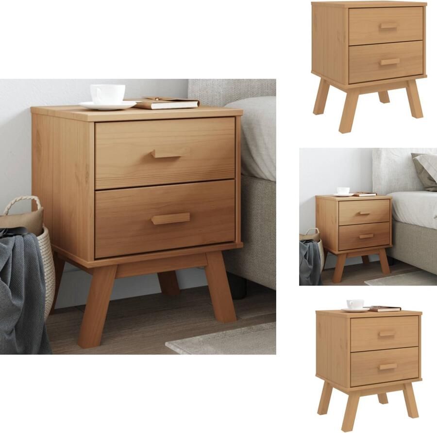 VidaXL Nachtkastje Nachtkastjes Bijzettafel Wandkastje Nachtkastje OLDEN massief grenenhout bruin - Foto 2