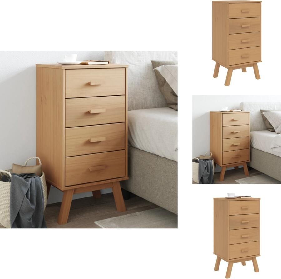 VidaXL Nachtkastje Nachtkastjes Bijzettafel Wandkastje Nachtkastje OLDEN massief grenenhout bruin