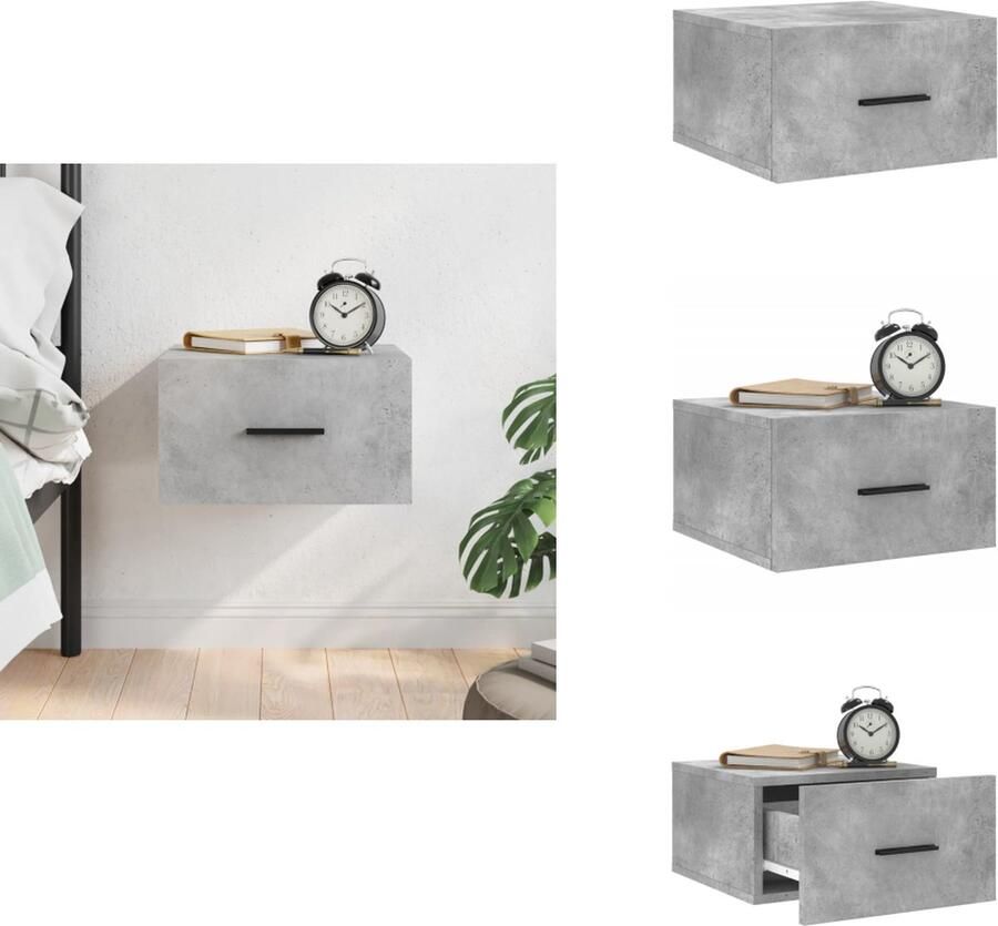 VidaXL Nachtkastje Nachtkastjes Bijzettafel Wandkastje Nachtkastje wandgemonteerd 35x35x20 cm betongrijs