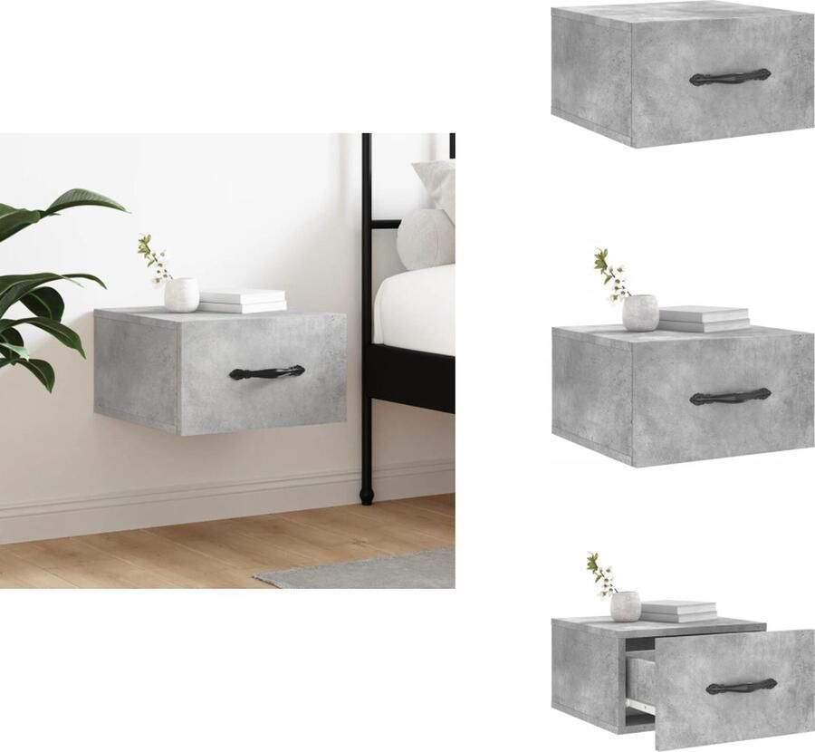 VidaXL Nachtkastje Nachtkastjes Bijzettafel Wandkastje Nachtkastje wandgemonteerd 35x35x20 cm betongrijs