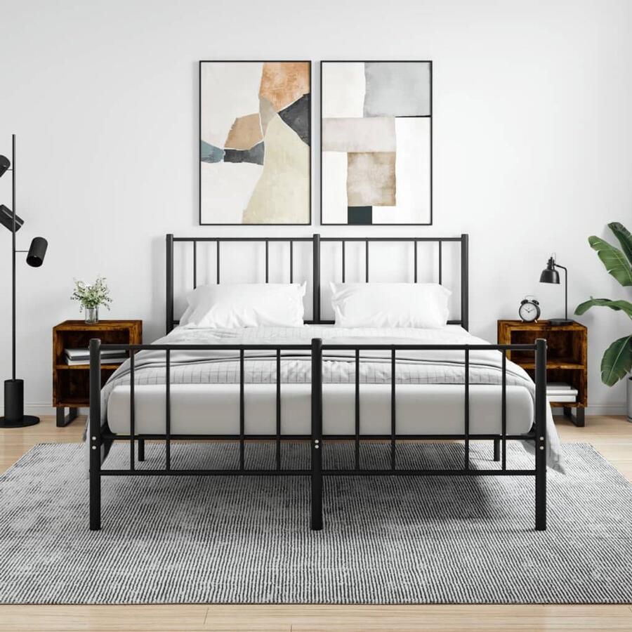 VidaXL Nachtkastje Nachtkastjes Bijzettafel Wandkastje Nachtkastjes 2 st 40x30x50 cm bewerkt hout gerookt eikenkleurig