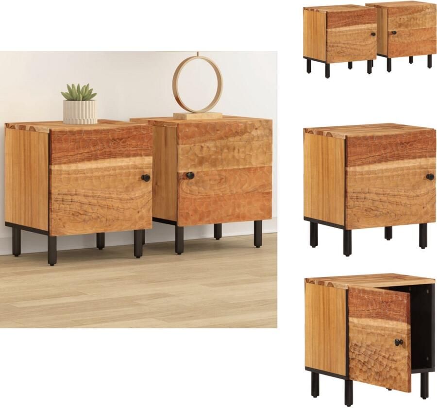 VidaXL Nachtkastje Nachtkastjes Bijzettafel Wandkastje Nachtkastjes 2 st 40x33x46 cm massief acaciahout