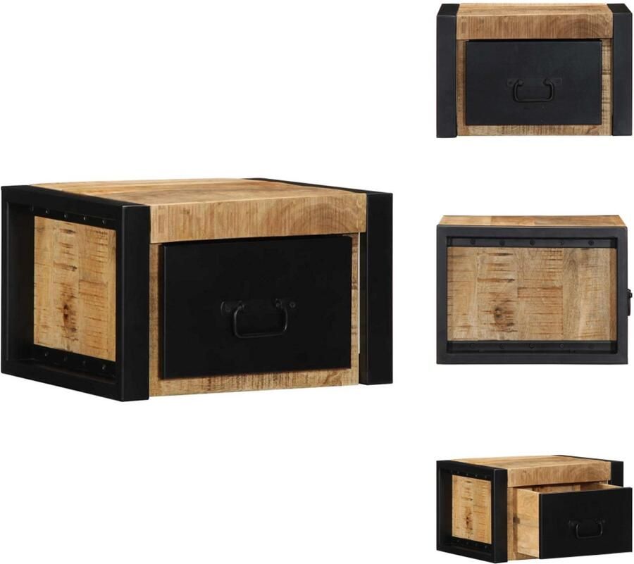 VidaXL Nachtkastje Nachtkastjes Bijzettafel Wandkastje Nachtkastjes 2 st 40x35x25 cm massief ruw mangohout