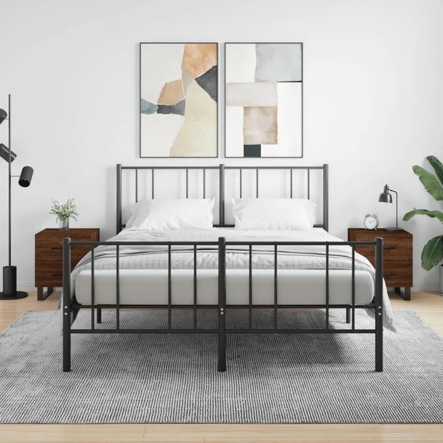 VidaXL Nachtkastje Nachtkastjes Bijzettafel Wandkastje Nachtkastjes 2 st 40x35x47-5 cm bewerkt hout bruineikenkleurig