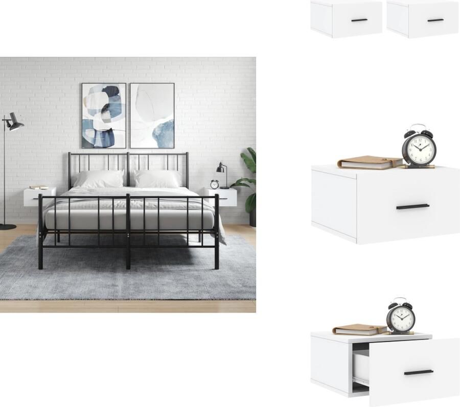 VidaXL Wandgemonteerde nachtkastjes Nachtkastje Afmetingen- 35 x 35 x 20 cm Ken- Duurzaam hout Kleur- Wit Kast