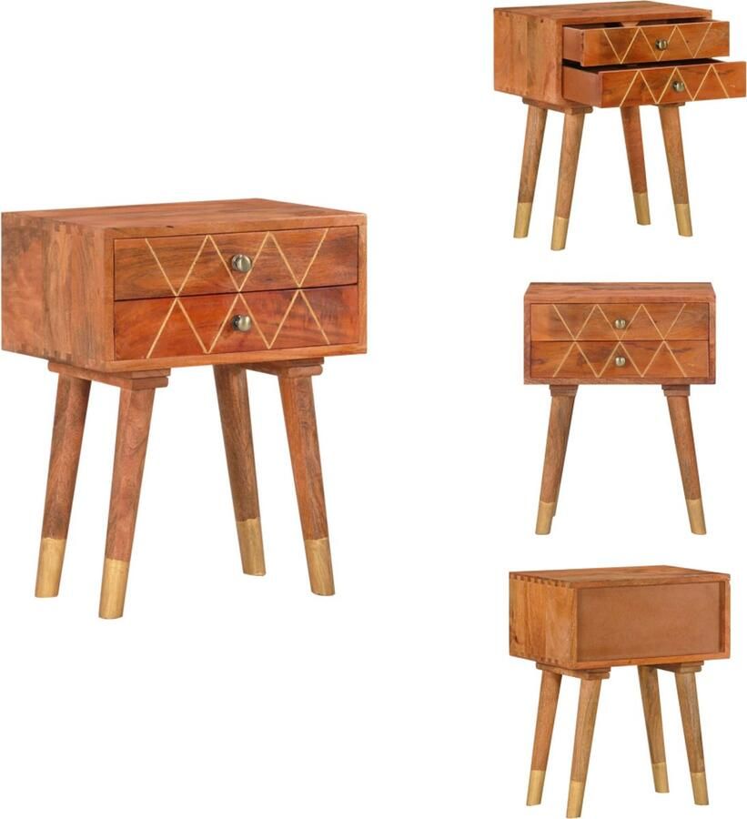 VidaXL Nachtkastje Nachtkastjes Houten Bedkastje Bedtafel Nachtkastje 43x30x58 cm massief mangohout