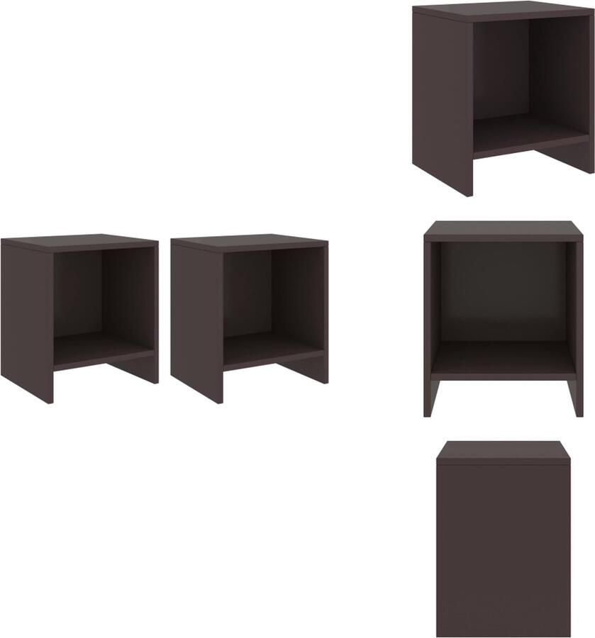 VidaXL Nachtkastje Nachtkastjes Houten Nachtkastje Houten Nachtkastjes 2 st 35x30x40 cm massief grenenhout donkerbruin