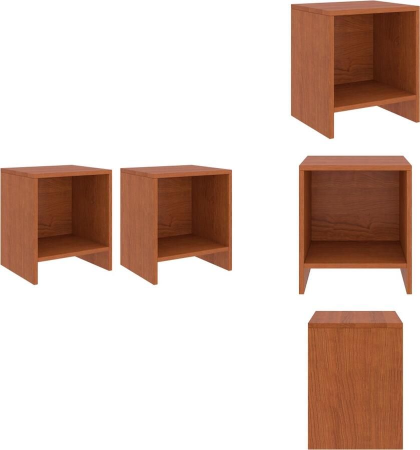 The Living Store Bedtafeltjes Nachtkastjes Massief grenenhout 35 x 30 x 40 cm Honingbruin Nachtkastjes Bedtafel Grenenhout Meubilair Bruine Kamerdecoratie Vintage Nacht Tafels - Foto 3