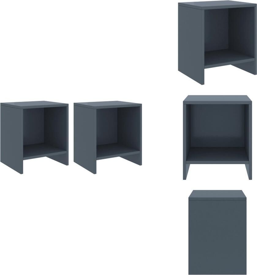 VidaXL Nachtkastje Nachtkastjes Houten Nachtkastje Houten Nachtkastjes 2 st 35x30x40 cm massief grenenhout lichtgrijs