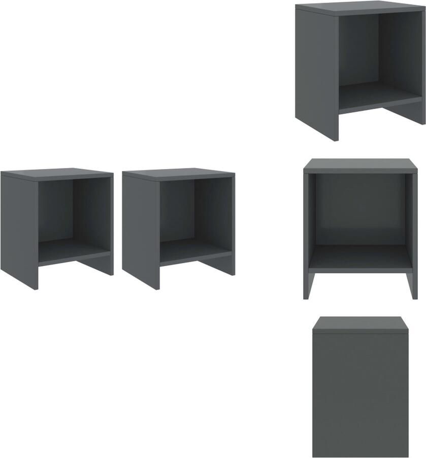 VidaXL Nachtkastje Nachtkastjes Houten Nachtkastje Houten Nachtkastjes 2 st 35x30x40 cm massief grenenhout donkergrijs