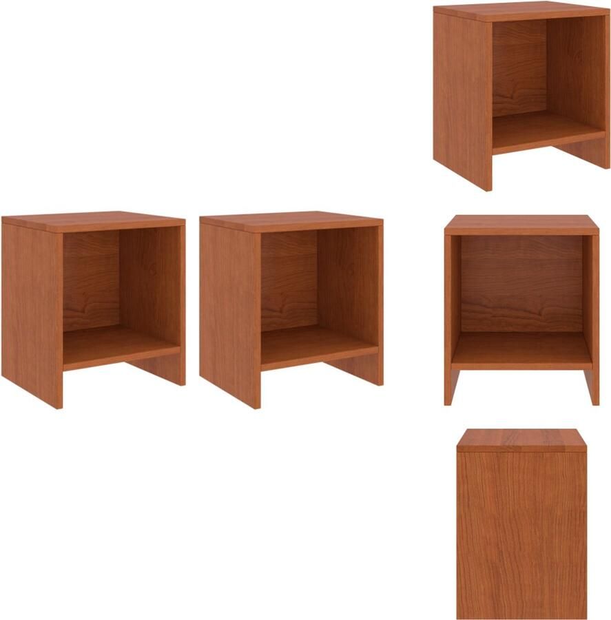 The Living Store Bedtafeltjes Nachtkastjes Massief grenenhout 35 x 30 x 40 cm Honingbruin Nachtkastjes Bedtafel Grenenhout Meubilair Bruine Kamerdecoratie Vintage Nacht Tafels - Foto 2