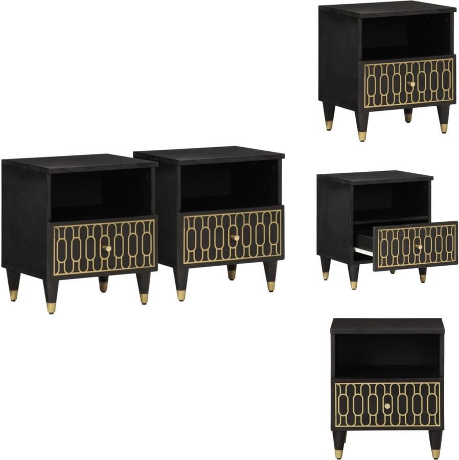 VidaXL Nachtkastje Nachtkastjes Houten Nachtkastje Houten Nachtkastjes 2 st 40x33x46 cm massief mangohout