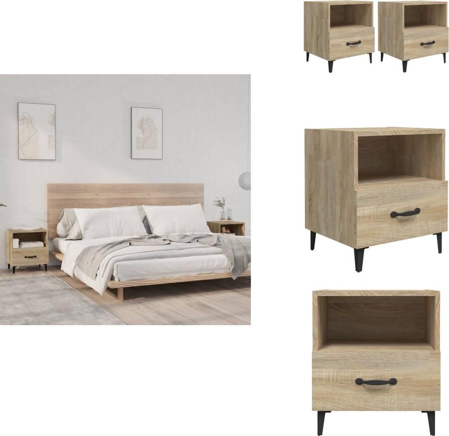 VidaXL Nachtkastje Nachtkastjes Houten Nachtkastje Houten Nachtkastjes 2 st bewerkt hout sonoma eikenkleurig