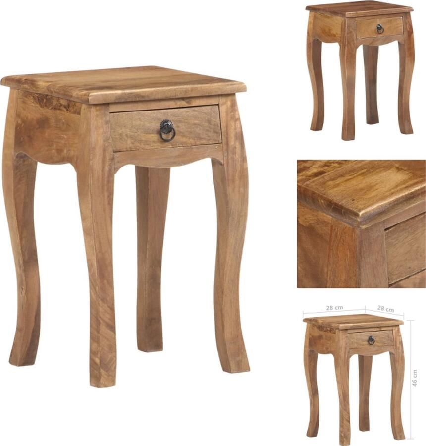 VidaXL Nachtkastje Nachtkastjes Houten Nachtkastje Houten Nachtkastjes Nachtkastje 28x28x46 cm massief mangohout