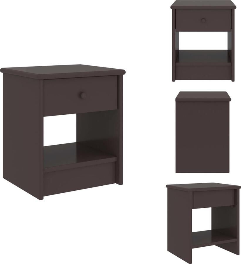 VidaXL Nachtkastje Nachtkastjes Houten Nachtkastje Houten Nachtkastjes Nachtkastje 35x30x40 cm massief grenenhout donkerbruin