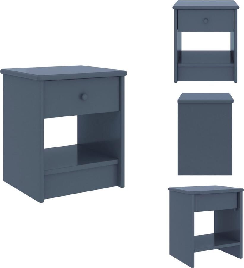 VidaXL Nachtkastje Nachtkastjes Houten Nachtkastje Houten Nachtkastjes Nachtkastje 35x30x40 cm massief grenenhout lichtgrijs - Foto 2