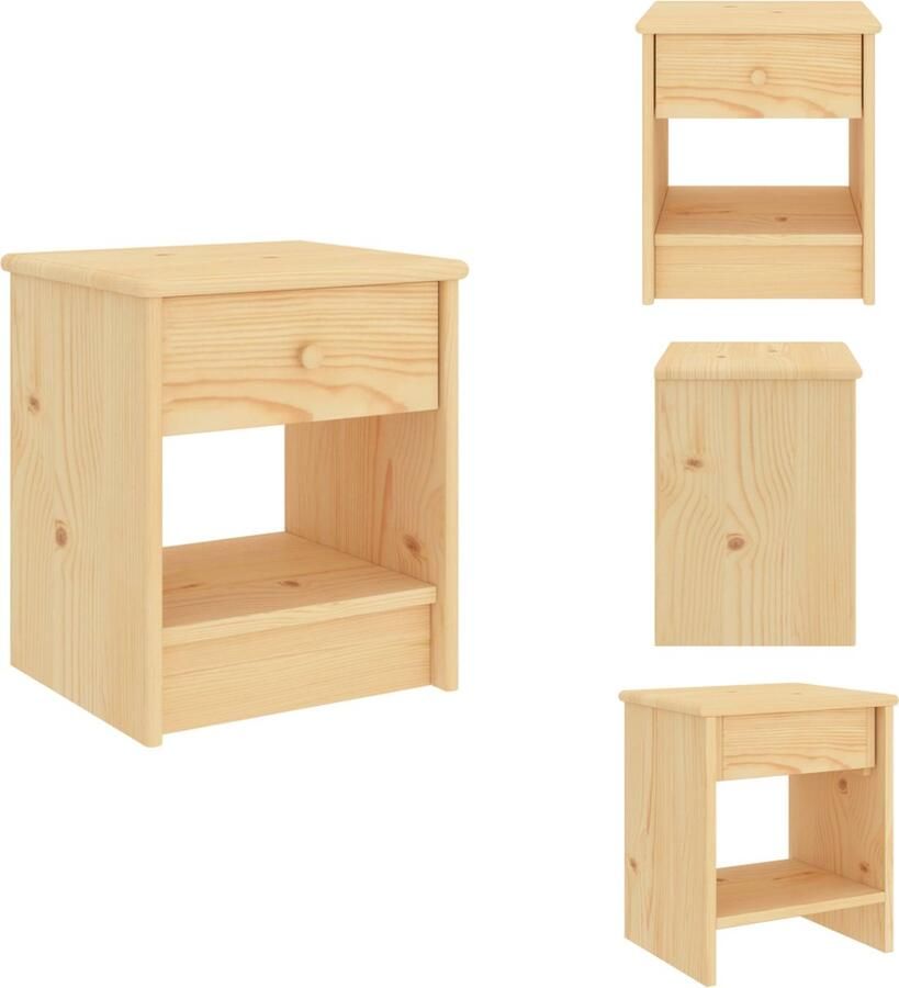 VidaXL Nachtkastje Nachtkastjes Houten Nachtkastje Houten Nachtkastjes Nachtkastje 35x30x40 cm massief grenenhout naturel