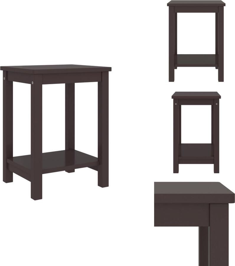 VidaXL Nachtkastje Nachtkastjes Houten Nachtkastje Houten Nachtkastjes Nachtkastje 35x30x47 cm massief grenenhout donkerbruin